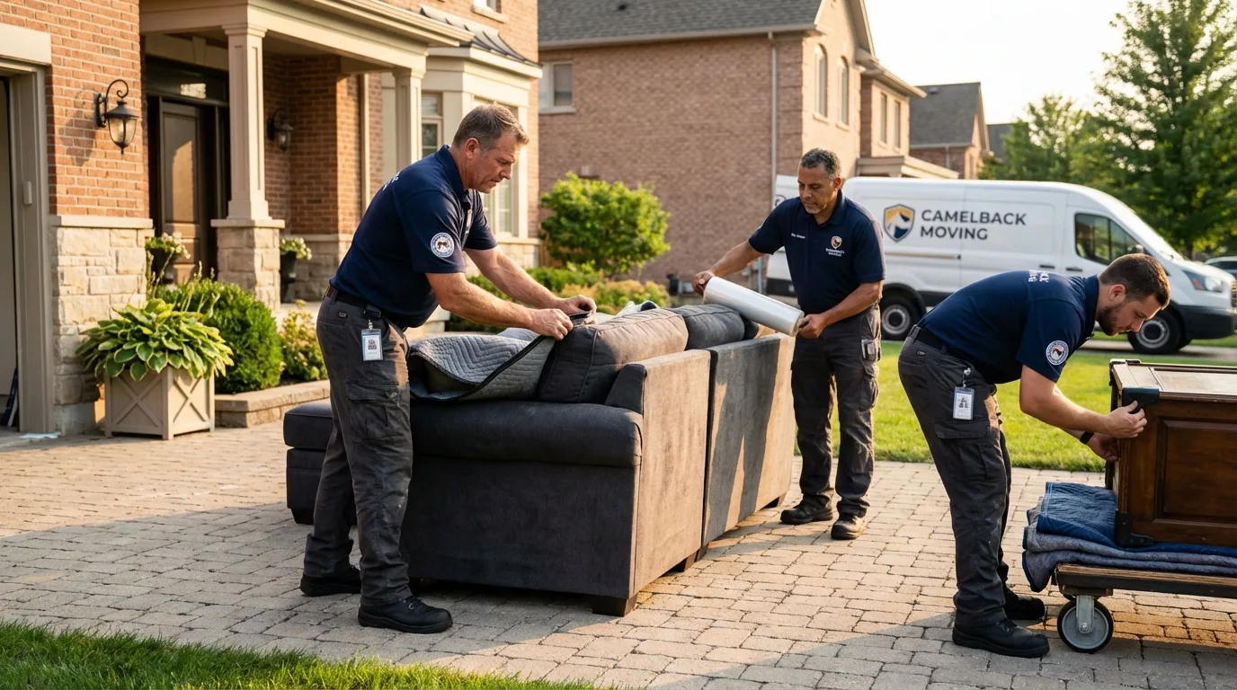Large estate moving crew wrapping furniture in Muse, PA